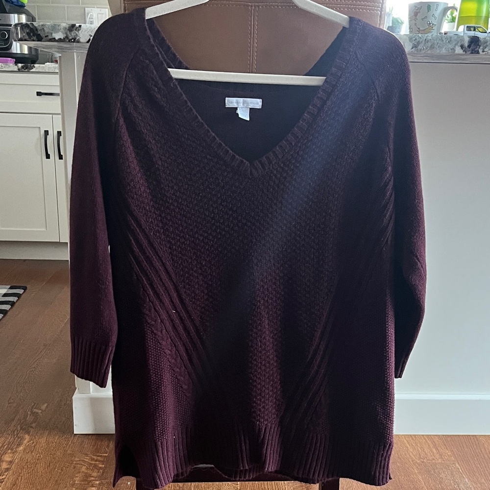 New York & Company V-Neck Sweater - Rich Burgundy